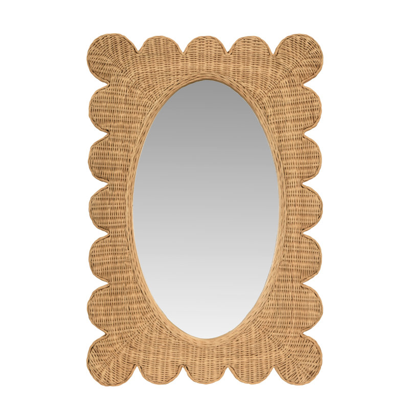 Rectangle Rattan Mirror, Woven Natural Rattan