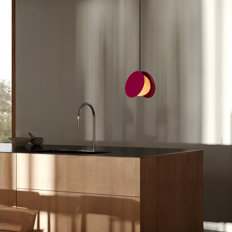 Pendulum Pendant Light, Black, Blossompink, 14" H x 9.69" W x 8.03" D