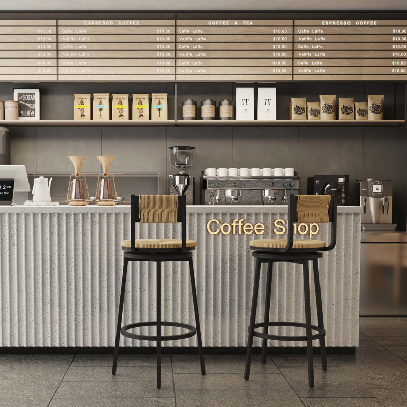 Tabourets de bar exquis tissés à la main avec un design ergonomique et une fonction pivotante à 360 °, idéal pour diverses occasions intérieures