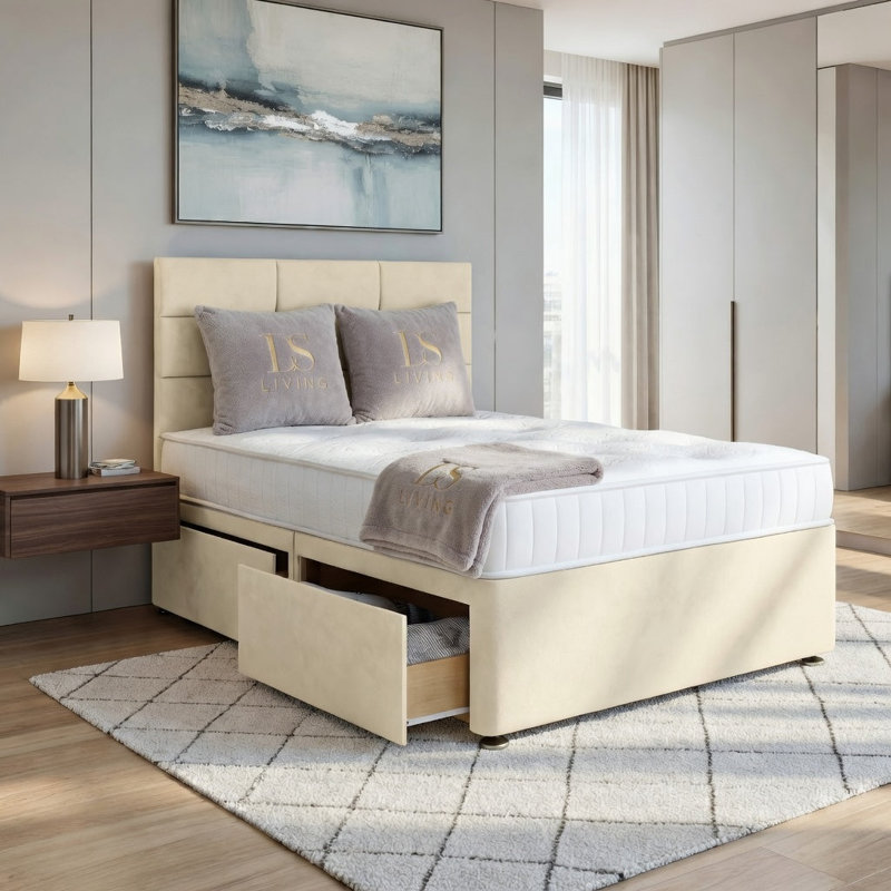 Alexzis Upholstered Bed, Super King, Cream