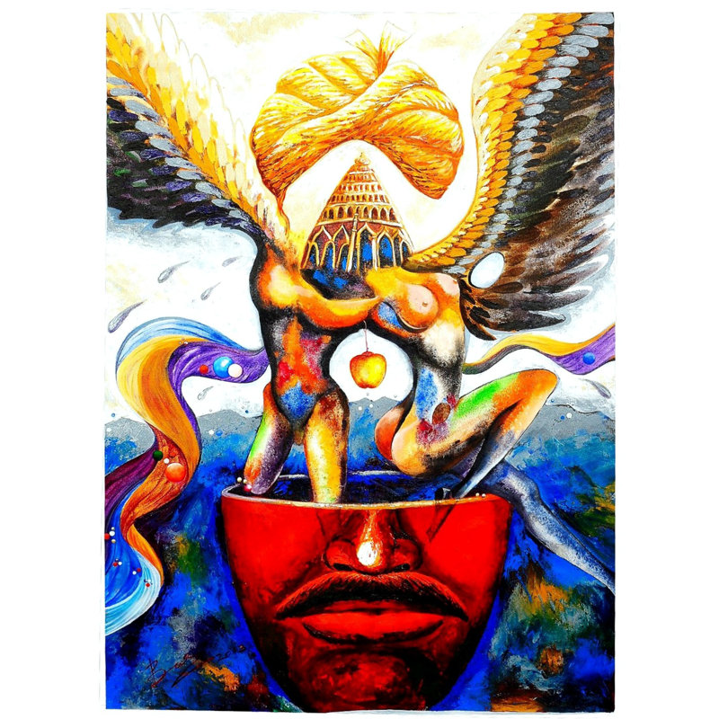 Peinture de Mindscape avec des ailes | Acrylique sur toile | Par Pradeepta Kishore Das