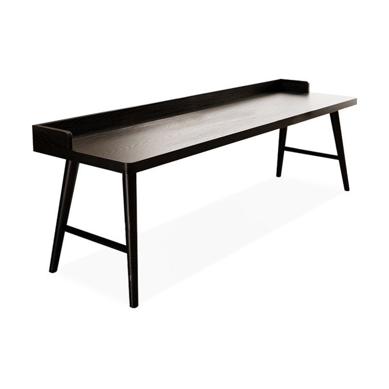Bureau d'écriture rectangulaire en bois massif noir, H 29,53 po x l 94,49 po x P 27,56 po