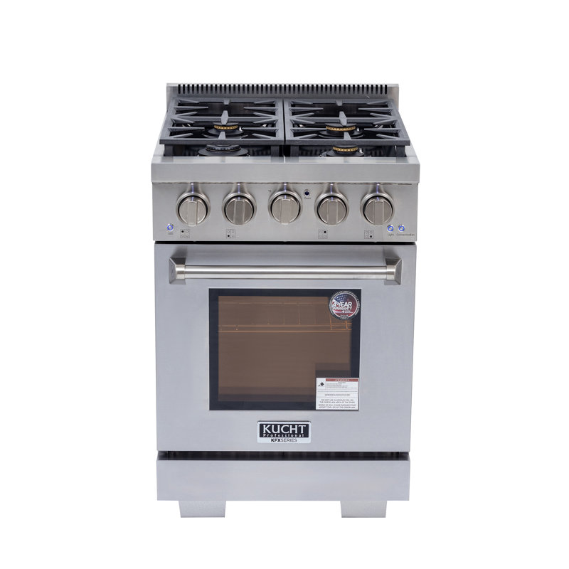 24 in. 2.5 cu. ft. Propane Gas Range and Convection Oven in Stainless Steel with True Simmer Burners, Liquid Propane
