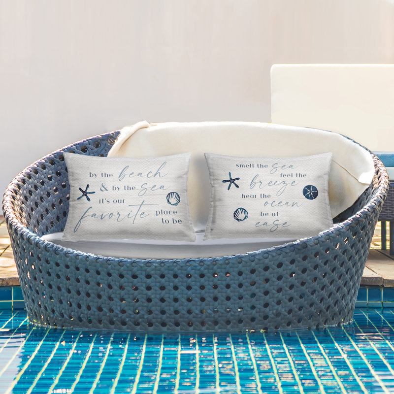 Ensemble de 2 coussins d'extérieur imprimés Beach Lover Heartfelt Expressions, design par Natalie Carpentieri