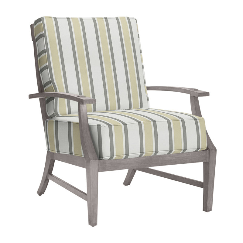 Croquet Patio Chair with Cushions, Rollo Silver InsideOut® Linen, Welt, Oyster