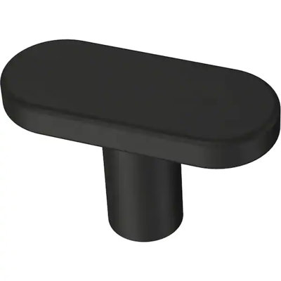 (5 Pack) 1-19/32 inch Simply Refined Knob Flat Black