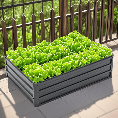 Metal Raised Garden Bed Outdoor Reinforced Galvanized Rustproof Colored Steel Planter Boxes For Vegetables, Raised Beds For Growing Flowers Herbs Succulents