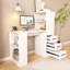 Bureau blanc avec 41 douilles et 3 tiroirs coulissants pour plus de confort
