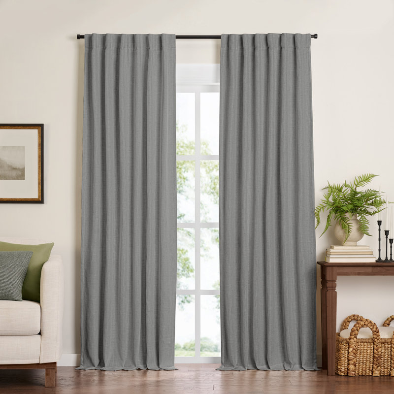 Byoung Polyester Linen Blend Room Darkening Window Curtain, Dark Gray, 52" W x 84" L