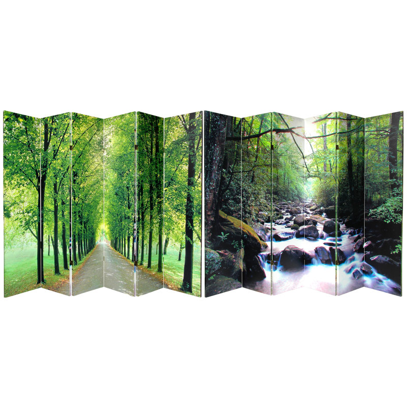 70.88" x 63" Double Sided Path of Life 4 Panel Room Divider, 71" H x 63" W x 1 "D