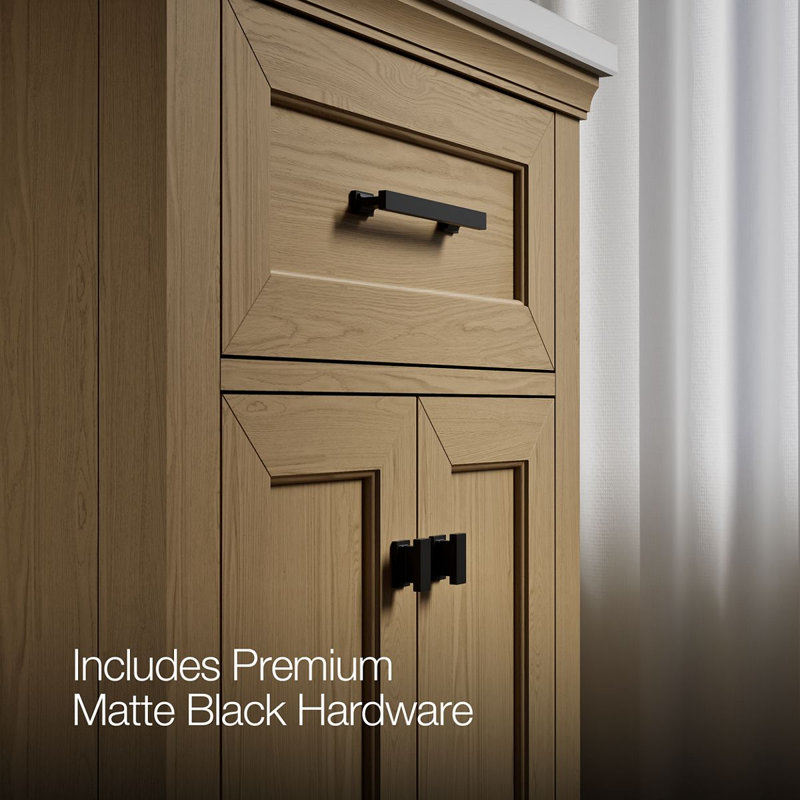Charlemont 24 In. Bathroom Vanity Cabinet With Sink And Quartz Top, Light Oak