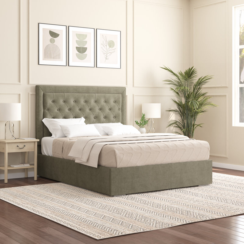 Merissa Upholstered Bed Frame, Double (4'6), Asphalt