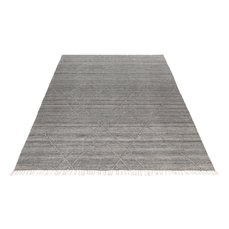 Dakar Uni Hand Woven Area Rug, Rectangle 140 x 200cm, Grey/Brown/Blue
