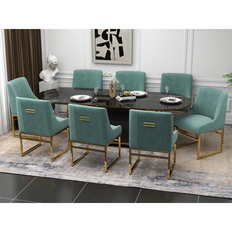Chaise d'appoint en velours Baudel, Vert menthe, 8