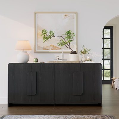Round Corner Sideboard - Curved Modern Storage Cabinet for Dining Room