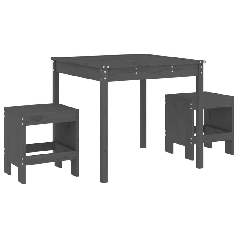 Nazayah 17 Stories Bar Set with Wood Frame and Solid Wood Outer Material, Grey
