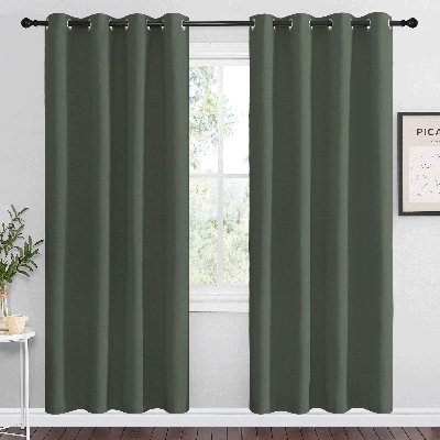 Blackout Curtains for Bedroom/Living Room Parkview Room Darkening Grommet Modern Drapes (Set of 2)