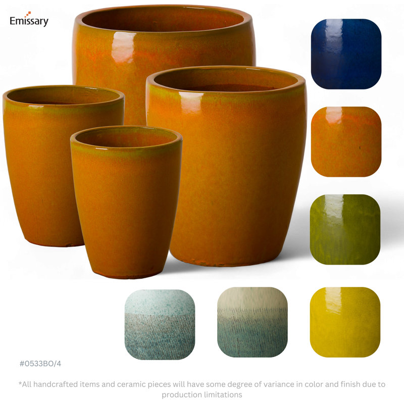 Handmade Ceramic Planter, 14" H x 11.5" W x 11.5" D, Burnt Orange