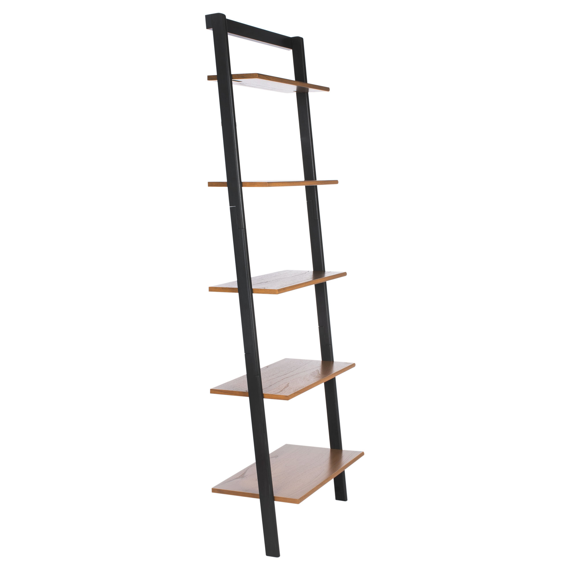 Joe Ladder Bookcase, 76" H x 28" W x 14" D, Natural/ Charcoal