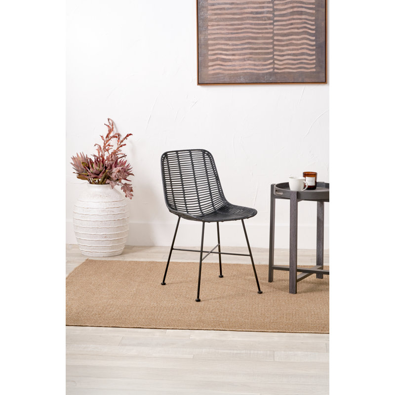 Rattan Core 46cm H Metal Full Back Accent, Black