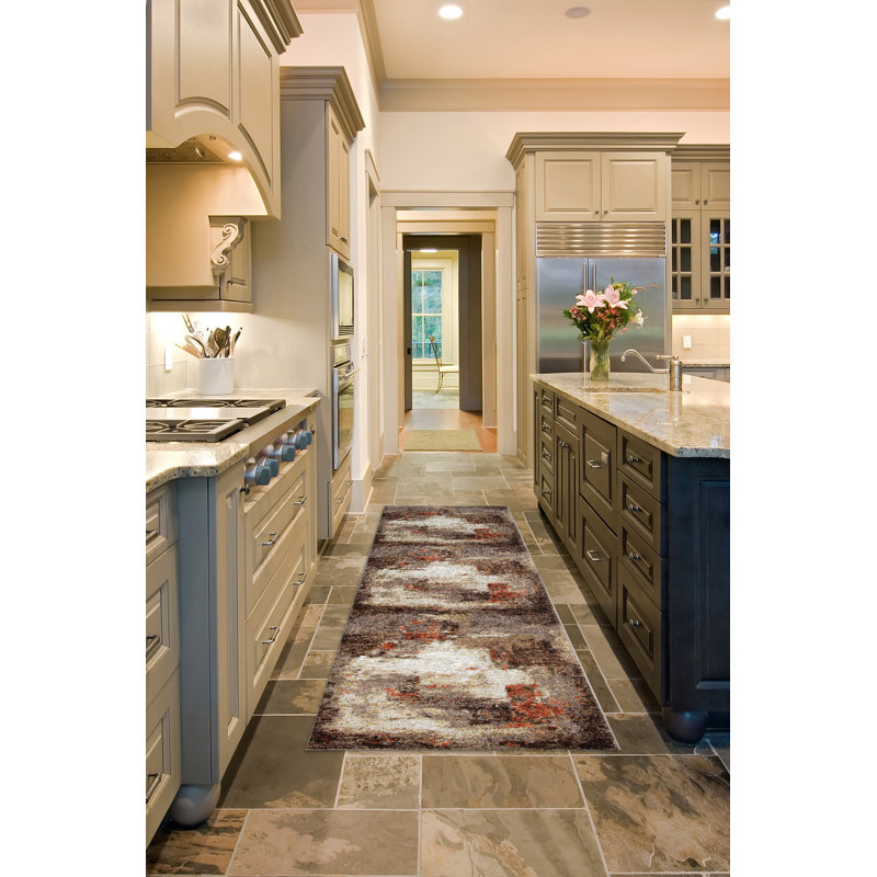 Zanyria Abstract Machine Woven Polypropylene/Jute Area Rug in Brown/Beige, Runner 2'5" x 11'10"