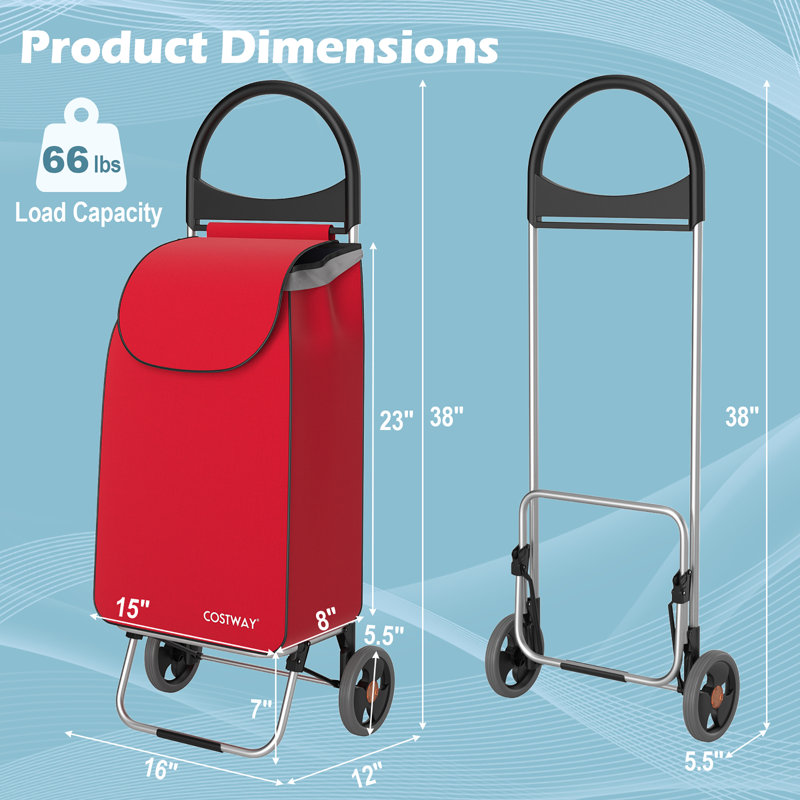 Chariot utilitaire d'épicerie avec chariot amovible Costway, Rouge
