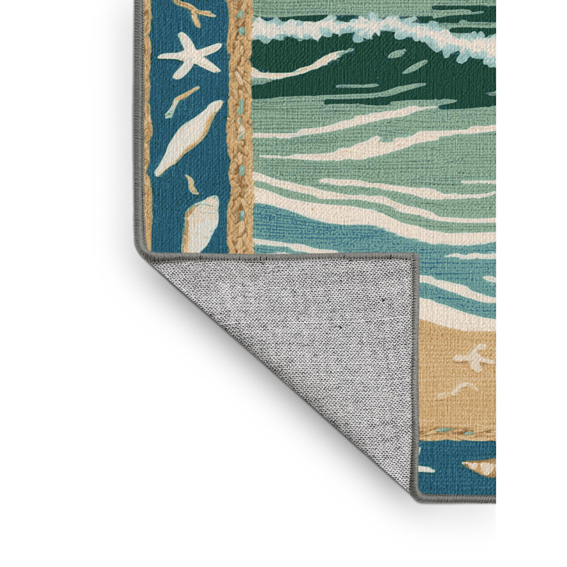  Tapis bord de mer lavable Spring Beach, Rectangle 7 pi x 9 pi