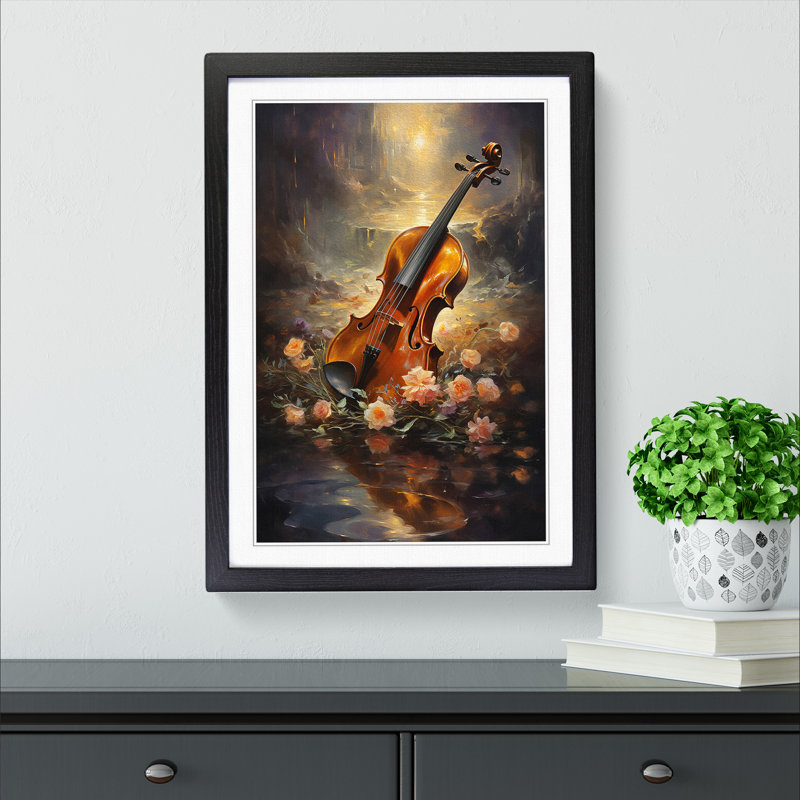 Violin Romanticism - Framed Print, 46cm H x 34cm W x 2cm D, Black