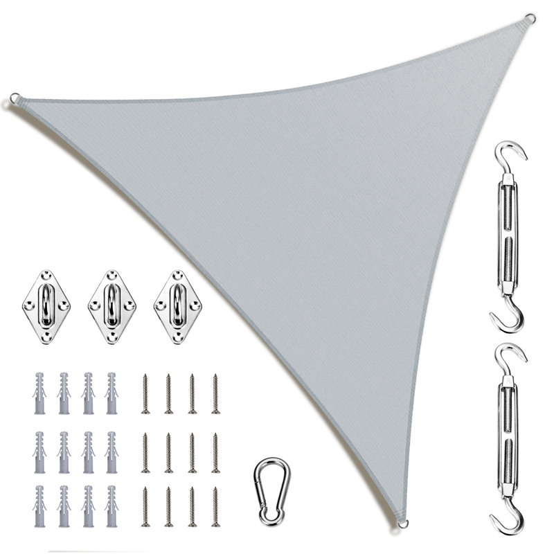 Toile d'ombrage Amgo Triangle Sun, Bordure de jardin x 10 pi,, Gris