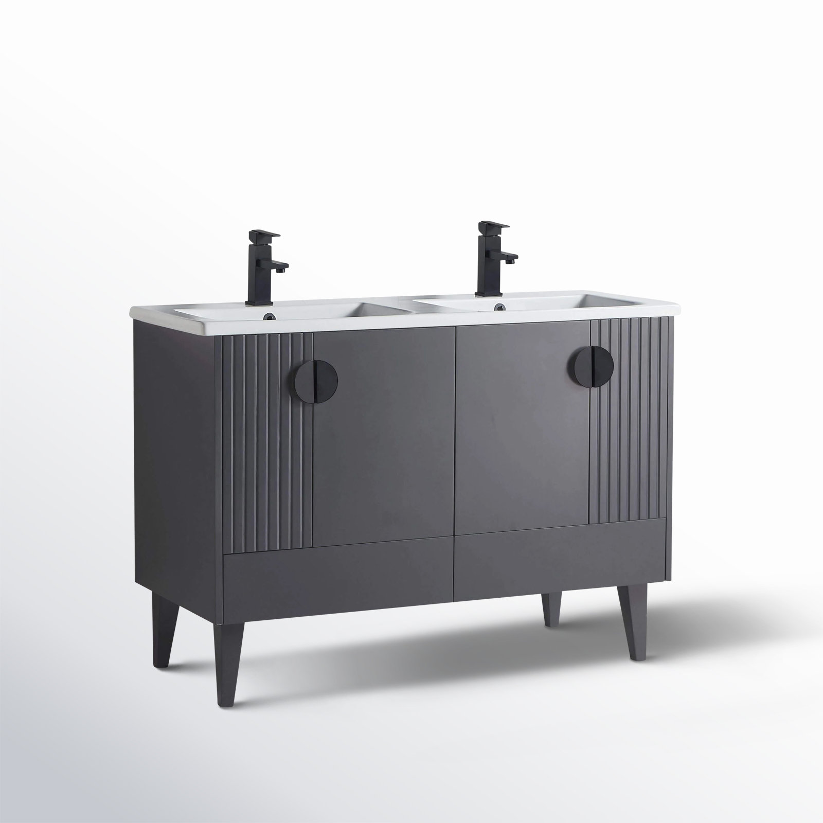 Saimah 47.25'' Double Bathroom Vanity, Black, Rock Gray