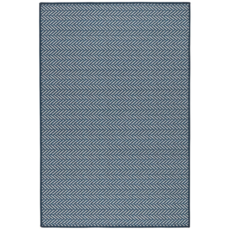 Herringbone Navy Machine Washable Rug