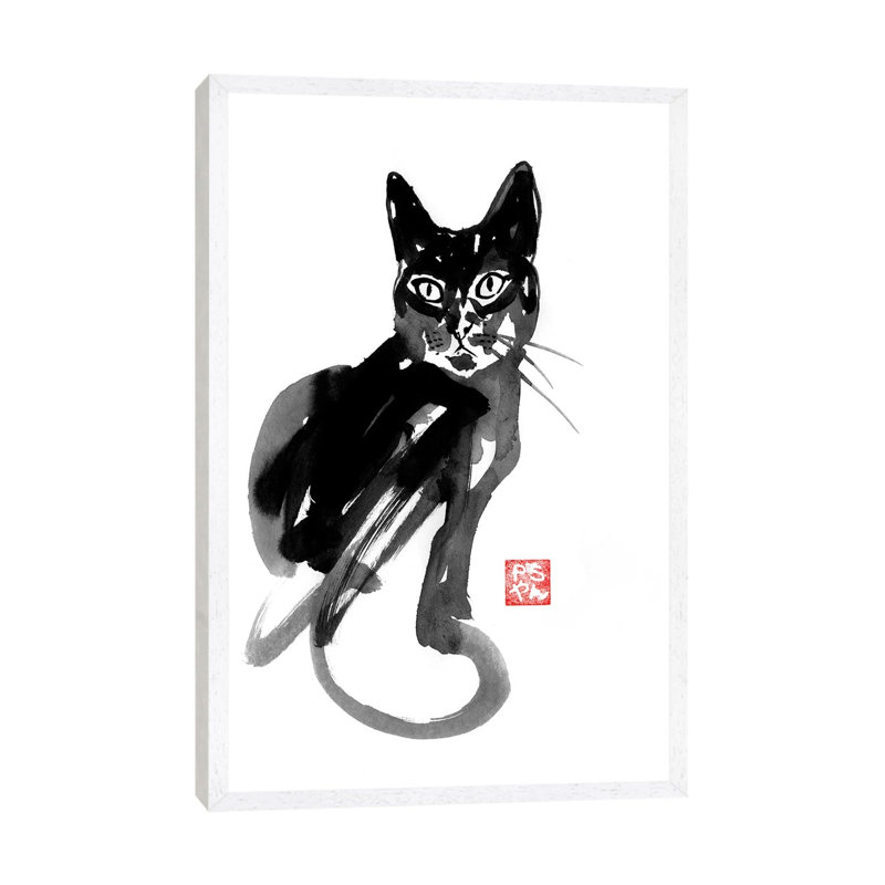 Chinese Cat by Péchane - Print on Canvas, White Framed, 66.04 cm H x 45.72 cm W