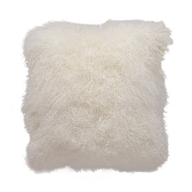 Tibetan Microsuede Throw Pillow, White, 16" x 16", Solid Color