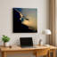 Biplane Silhouette at Sunset — Square Metal Wall Art-322324799