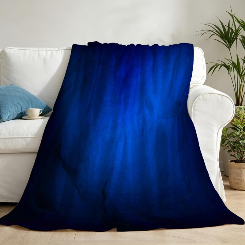 Jeté en molleton bleu flanelle ultra doux, imprimé abstrait mauve foncé vert, Throw 50" x 60"