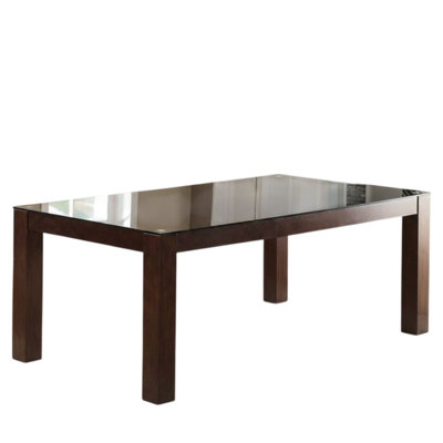 Hector Dark Cherry Glass Dining Table Seats 6