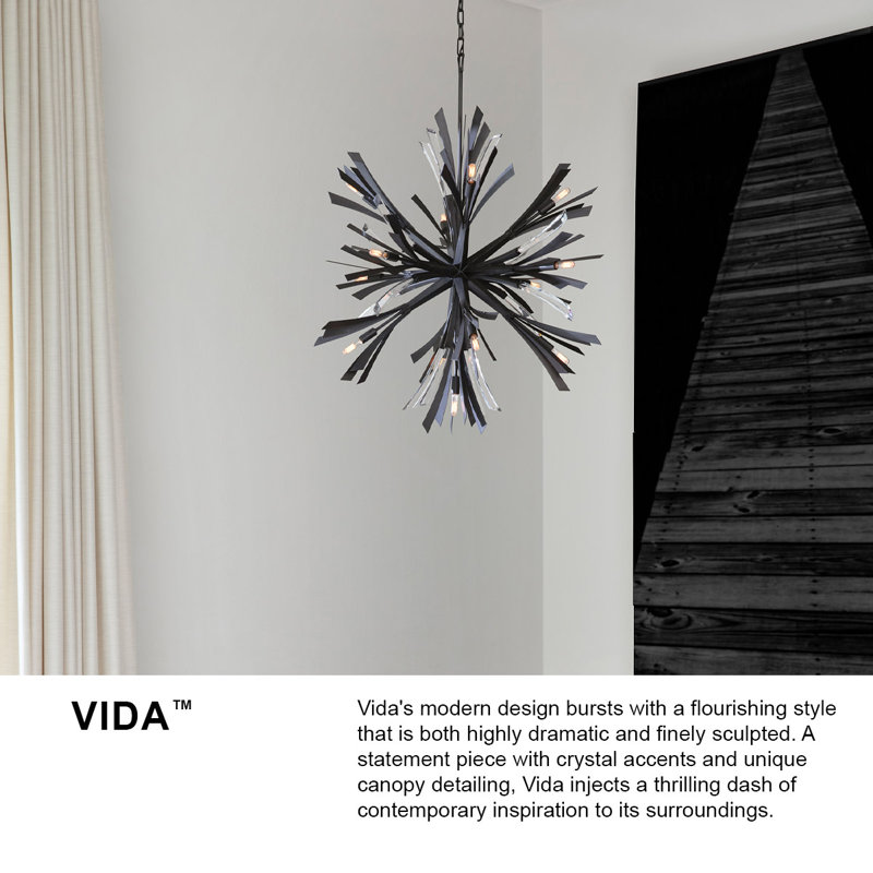Vida 36-Inch Glacial Steel 13-Light Dimmable Sputnik Chandelier