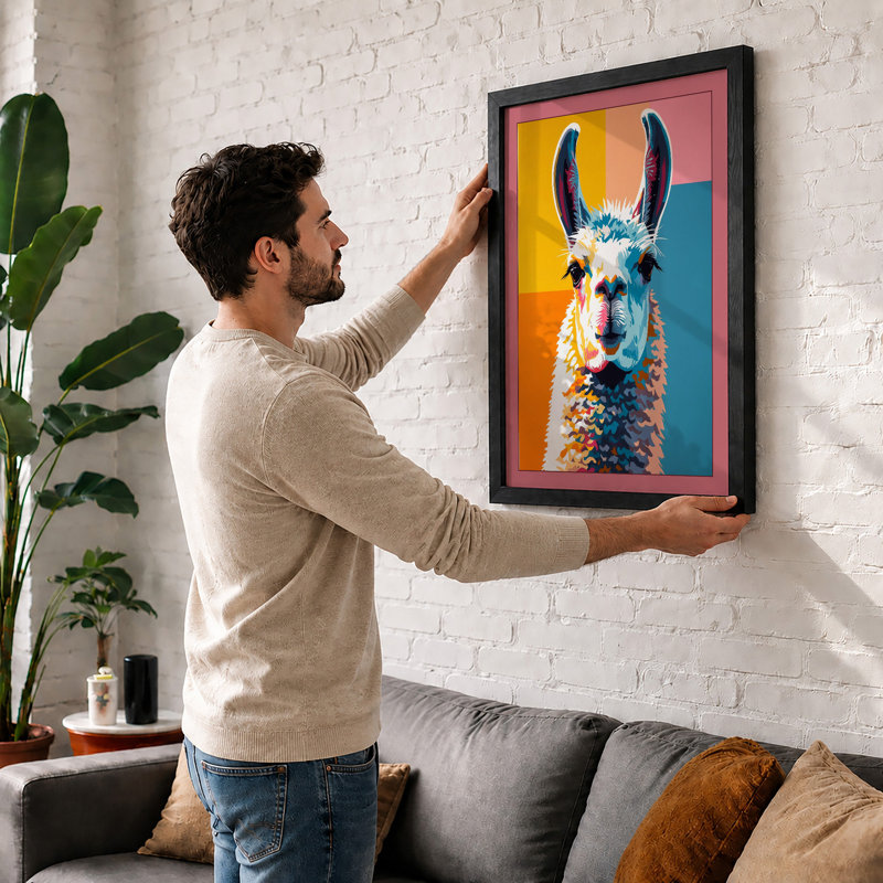 Colourful Llama Pop Art Modern - Framed Print, Unframed, A3 - 42.0 x 29.7 cm