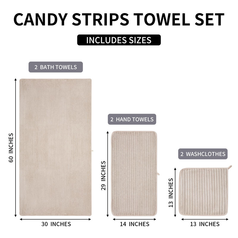 6-Piece Bath Towel Set (Beige), Beige