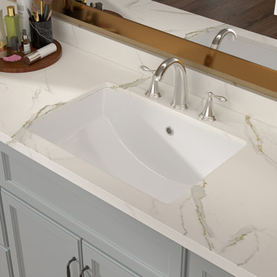 21" L X 15" W Rectangular Undermount Bathroom Sink White Ceramic Bathroom Sink With Overflow