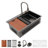 Waterfall Kitchen Sink 33"L x 22"W Drop-in Stainless Steel Kitchen Sink with Pull-Down Faucet-110910855