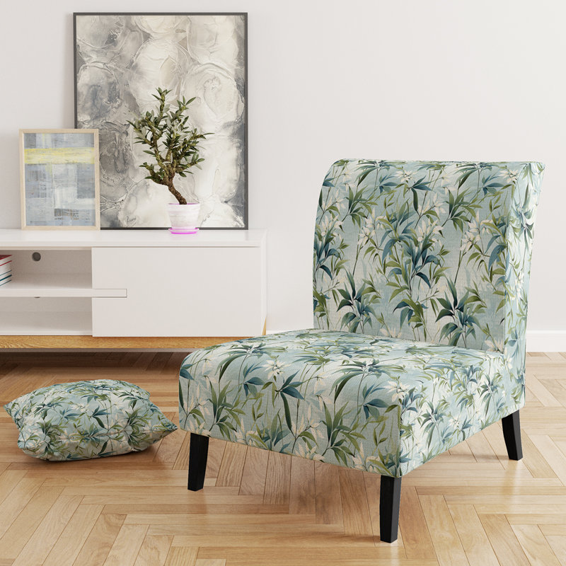 Fauteuil de chambre rembourré C, Motif tropical de la tranquillité du bambou