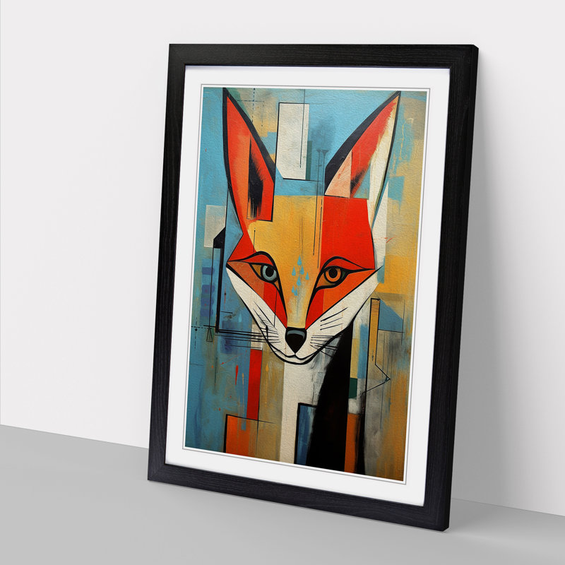 Fox Constructivism Art - Framed Print, Black Framed, 64cm H x 46cm W