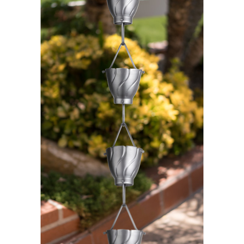 Pewter Aluminum Akira 8.5 ft Rain Chain with Large Cups