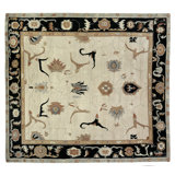 Roman hand-knotted New Zealand Wool Ivory/Black Area Rug