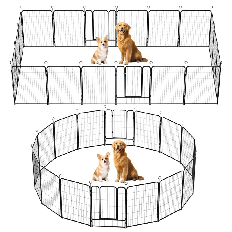 Parc pour chien de 40 po en métal très haut très résistant, 40 panneaux avec barrière autobloquante, forme réglable, rouille, clôture à assemblage rapide, gravité automatique pour l'intérieur et l'extérieur, aménagement,