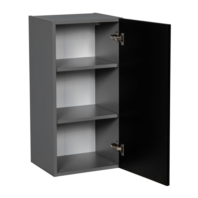Armoire murale 12 po x 30 po - porte simple - gris, Noir mat, H 30 po x l 9 po