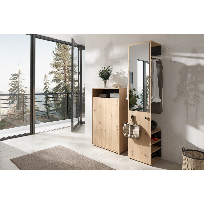 Bjartey 2 Door Manufactured Wood Wardrobe, Brown