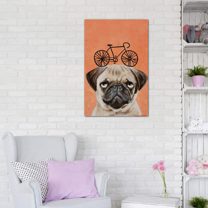 Carlin avec bicyclette par Coco De Paris - impression d'art graphique, H 48 po x l 32 po x P 1,5 po, Toile tendue