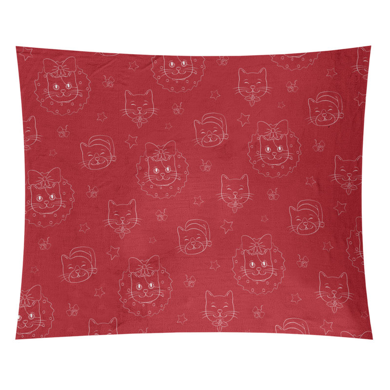 Tapisserie de noël de noël en polyester fêtes, H 27,5 po x l 37,5 po, Rouge / Blanc